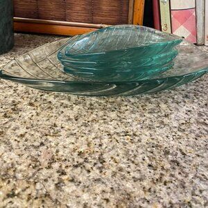 Crate & Barrel Fiji Glass Plates + Serving Dish